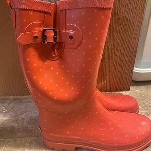 Chooka Womens Pink polka dot rain boots size 10